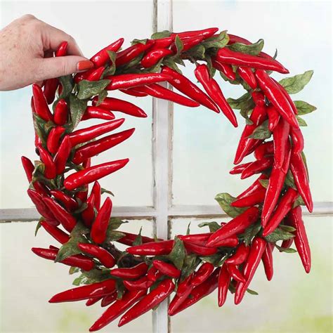 Red Artificial Chili Pepper Wreath Wreaths Floral Supplies Craft Supplies