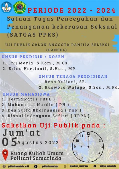 Uji Publik Calon Anggota Panitia Seleksi Satuan Tugas Pencegahan Dan