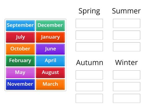 Months And Seasons Ordenar Por Grupo