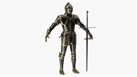 Medieval Knight Black Gold Full Armor Rigged 3d Model 169 Max Free3d