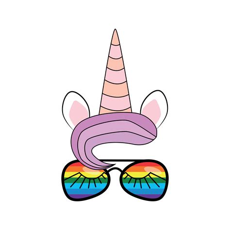 Illustration Of Cute Unicorn Face Wearing Sunglasses 15365848 Vector