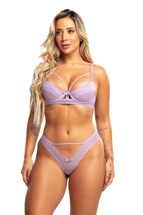 Conjunto Lingerie em Renda Sutiã e Calcinha Strappy Labelly Mafort Lingerie de Nova