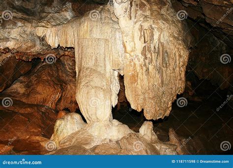 Stalactite And Stalagmite Formations In The Cave Of Crimea Stock Photo