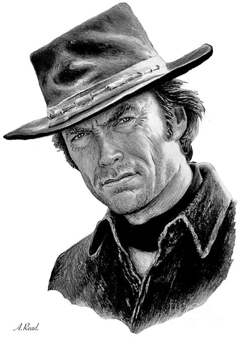 Western Icons 2 Clint Eastwood Drawing By Andrew Read Fine Art America