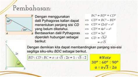 Teorema Pythagoras Menentukan Perbandingan Sisi Segitiga Bersudut