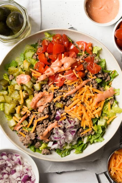 Burger Salad Bowl with Special Sauce Dressing - Wellness by Kay