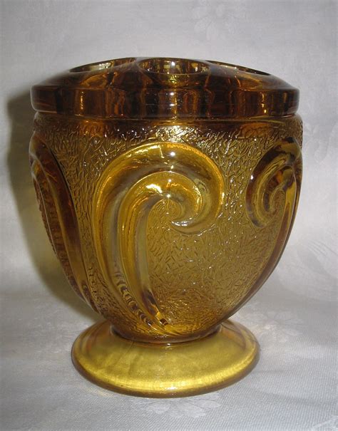 Amber Glass Vase In Rutland Pattern By Bagley Glass Uk Art Deco Glass Amber Glass Glass Art