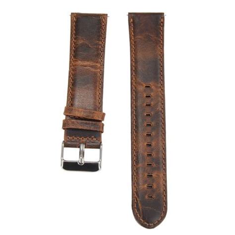 Universal Mm Replacement Leather Watch Bracelet Strap Band Deep Brow