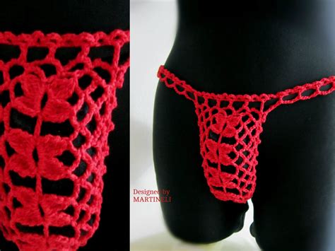 Red Manthong Crochet Thong Erotic Lingerie Sexy Lingerie Sexy