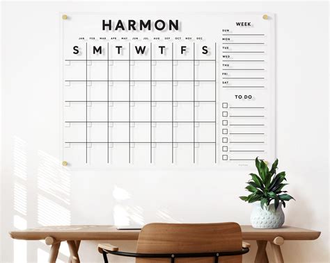Personalized Acrylic Wall Calendar With Customizable Side Etsy