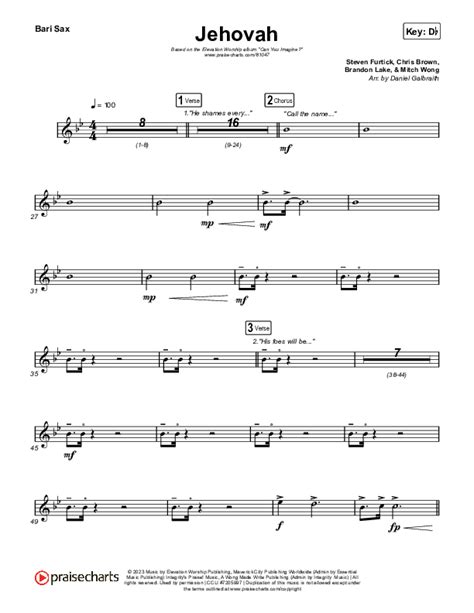 Jehovah Bari Sax Sheet Music Pdf Elevation Worship Chris Brown