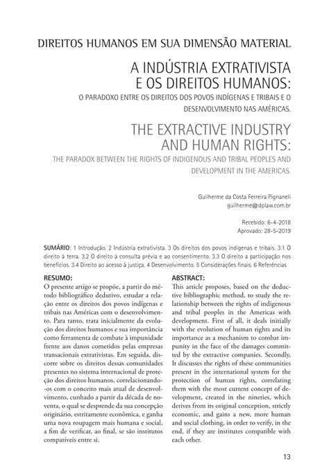 PDF A Ind Stria Extrativista E Os Direitos Humanos O Paradoxo Entre