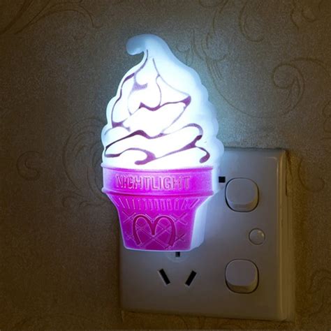 Novelty Ice Cream Cone Shape Night Light Switch Led Night Light Desk Table Wall Led Lamp For