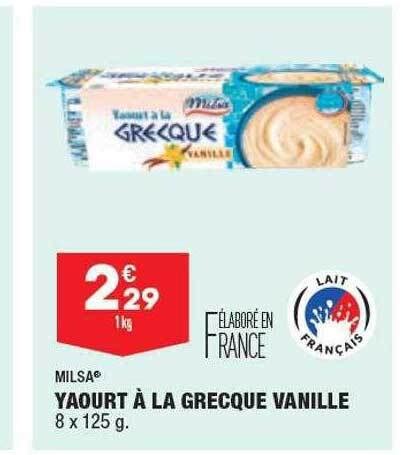 Promo Yaourt La Grecque Vanille Milsa Chez Aldi