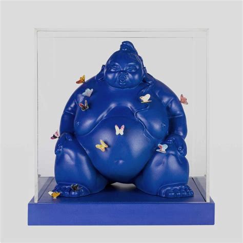 Contemporary Italian Paradox Resin Sculpture Of Sumo Wrestler With Butterflies For Sale At 1stdibs