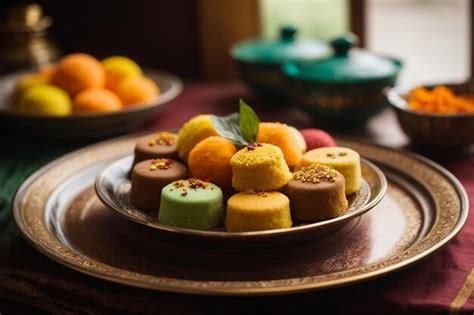 Premium Photo Indian Sweets Served In Plate Ar C