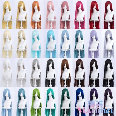 Misscoo Cosplay Wig Universal Cm Long Straight Synthetic Heat Resistance Hair Blonde Pink