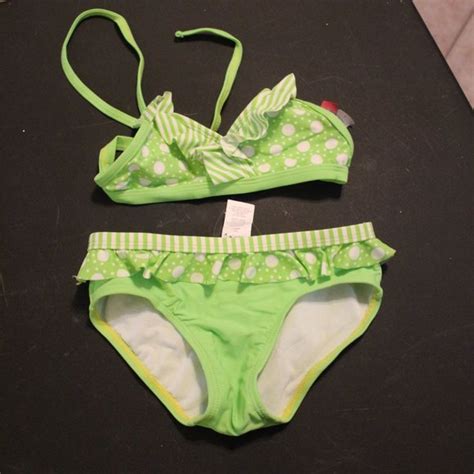 Beach Native Swim Beach Native Girl Size 6 Green White Bikini