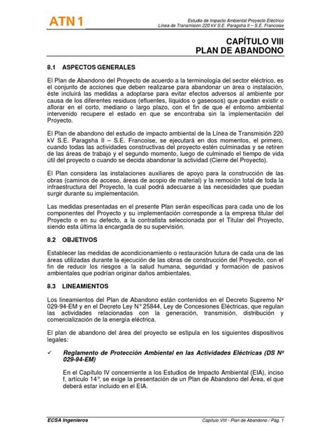 Capitulo Viii Plan De Abandono Pdf Evaluación De Impacto