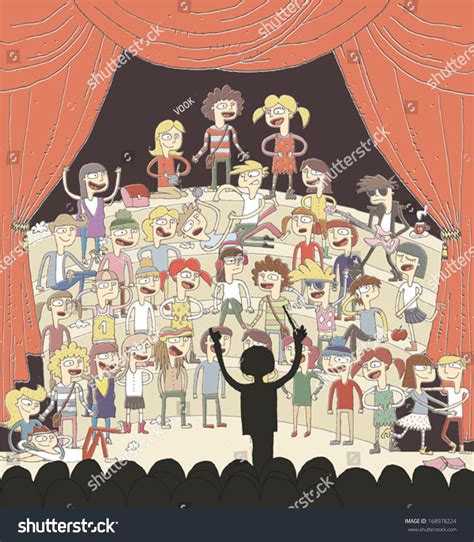 Funny School Choir Singing Hand Drawn Stock Vector (Royalty Free ...