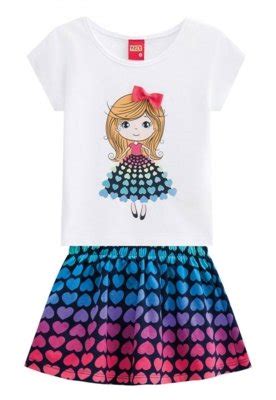 Conjunto Infantil Menina Kyly Branco Compre Agora Dafiti Brasil