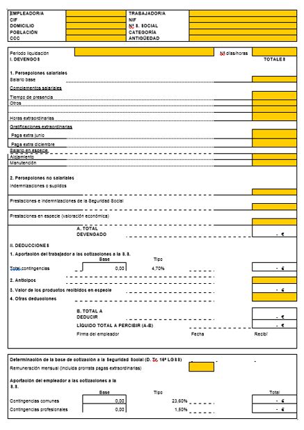 Recibo De Nomina Descargar Pdf Plantilla Para Rellenar Images