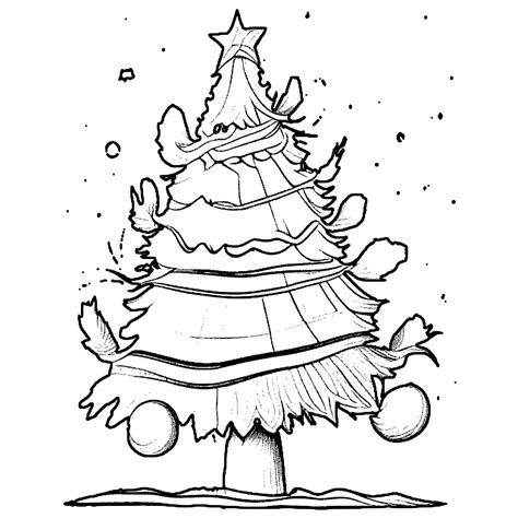 Christmas Tree Coloring Page · Creative Fabrica