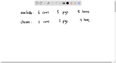 A farmer buys 3 cows, 2 pigs, and 4 hens from a man who has 6 cows, 5 ...