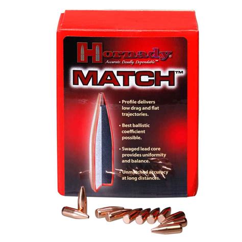 Hornady 308 10 9g 168grs Bthp Match 500 Pièces Ogives Rechargement Munitions