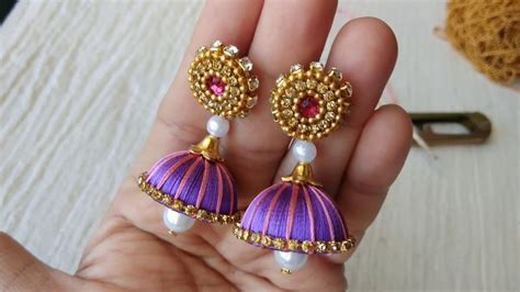 Silk Thread Jhumka Earring With Stud Tutorial YouTube