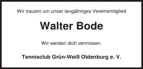 Traueranzeigen Von Walter Bode Nordwest Trauer De