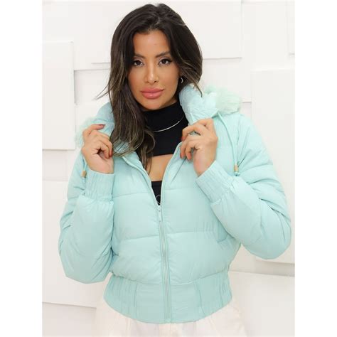 Jaqueta Puffer Feminina Cropped Curta Imperme Vel Bobojaco Pel Ciada