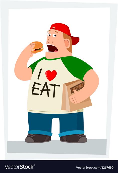 Fatman Eating Hamburger Royalty Free Vector Image