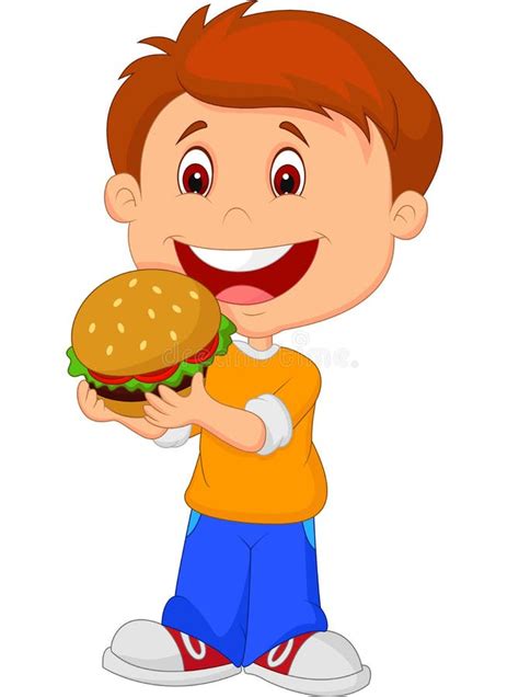 Cartoon Boy Eating Burger Stock Vector Illustration Of Kids 45744199