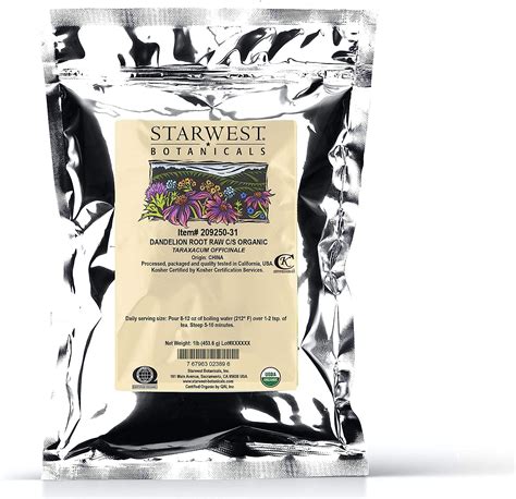 Amazon Starwest Botanicals Organic Raw Dandelion Root Tea