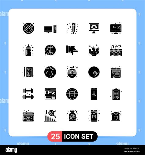 Thematic Vector Solid Glyphs And Editable Symbols Of Screen Cloud