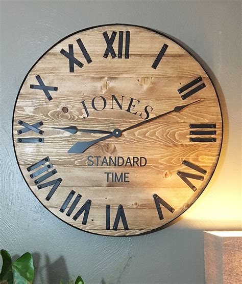 Last Name Decor 30 Rustic Wood Clock Modern Farmhouse Etsy