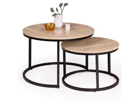 Lot De Tables Basses Gigognes Detroit Rondes Design Industriel