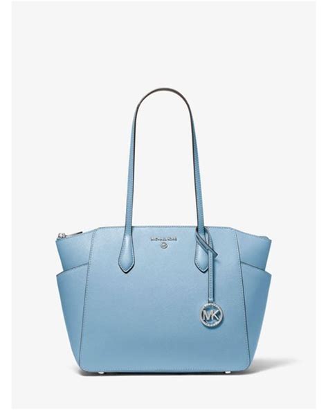 Michael Michael Kors Marilyn Medium Saffiano Leather Tote Bag In Blue Lyst