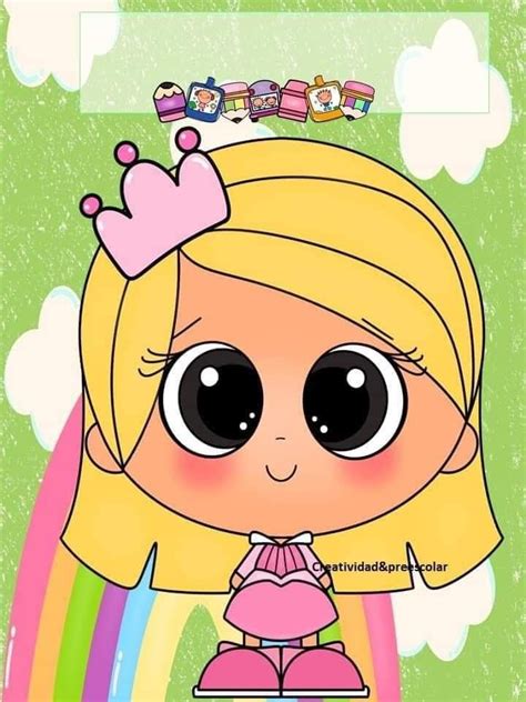 A Cartoon Girl With Big Eyes And A Crown On Her Head Standing In Front