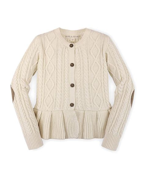 Hope And Henry Girls Long Sleeve Peplum Cable Cardigan Sweater Infant