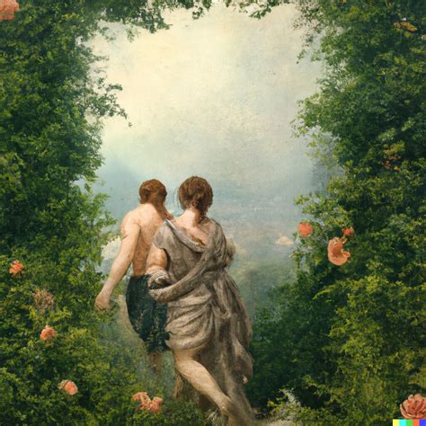 Oil Painting Of Adam And Eve Leaving The Garden Of Eden Mahmood Saeed