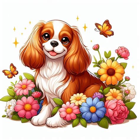 El perro Cavalier King Charles Spaniel Vector Ilustración de dibujos