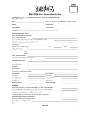 Fillable Online Silver Dancers Application Fax Email Print