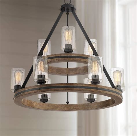 Buy Franklin Iron Works Gorham Gray Large Wagon Wheel Chandelier