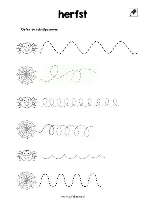 Oefen De Schrijfpatronen Jufshanna Nl Oefeningen Werkbladen