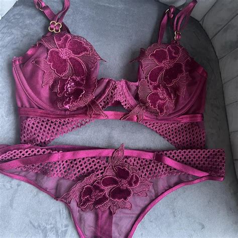 Ann Summers The Pleasurable Burgundy Bra And Thong Depop