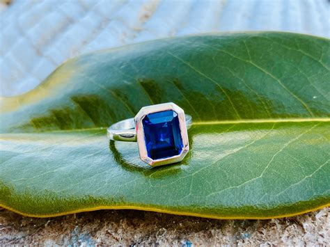 Sapphire Ring Sapphire Engagement Ring Emerald Cut Ring | Etsy