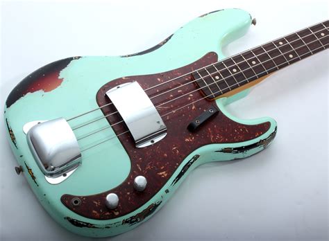 Fender Custom Shop 64 Precision Bass Heavy Relic Surf Green Over 3 Colour Sunburst