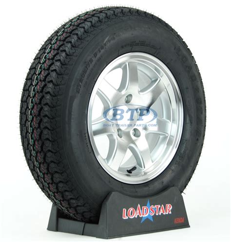 Boat Trailer Tire ST205 75D14 On Aluminum Wheel 5 Lug 7 Spoke By Loadstar